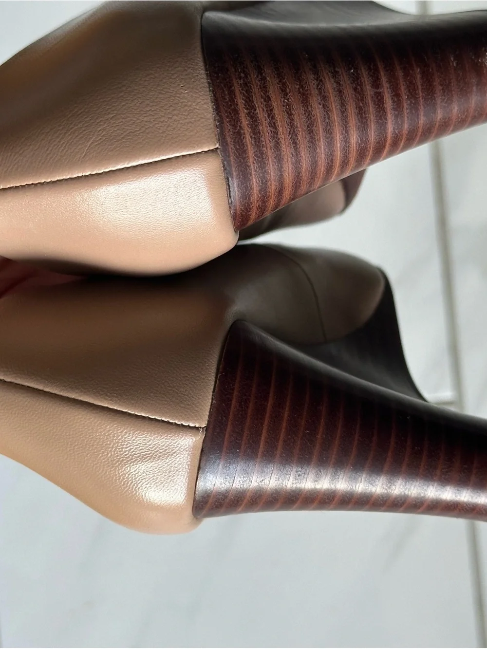 Vince Camuto Taupe Leather Wedge Heels